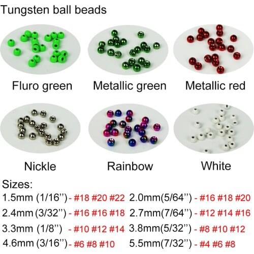 2017 Best Quality Aventik 20pcs/lot Tungsten Fly Fishing Round Ball Beads Nymph Head Flies Beads Green Red With Silicone Pad