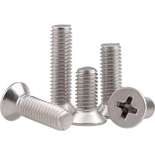 30/50Pcs Stainless Steel Cross Recessed Countersunk Head Screws Flat Head Machine Screws GB819 M2 M2.5 M3 316 Length 4-50mm