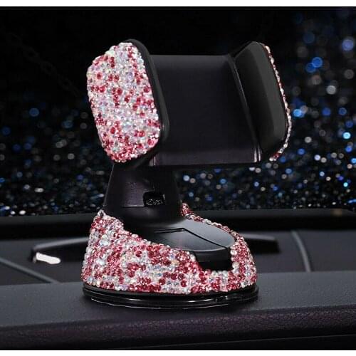 Bling Phone Holder Crystal Dashboard Interior Mobile Plastic Rhinestones