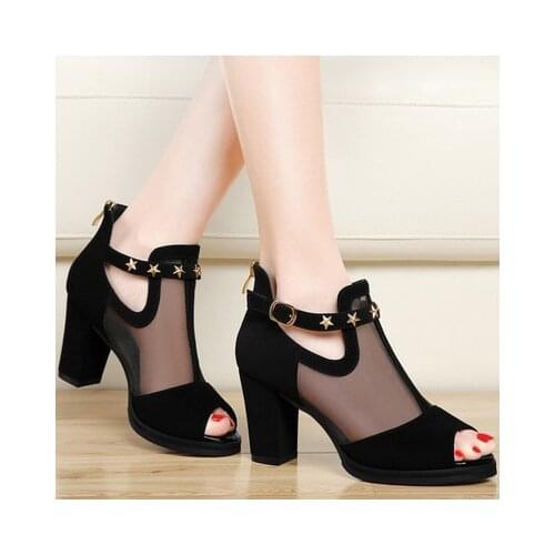 HOT Summer Square High Heels Flock Pointed Sandals Sexy Female Summer Sandalias Shoes Mujer Zapatos Mujer Pumps 2020 Femeninas