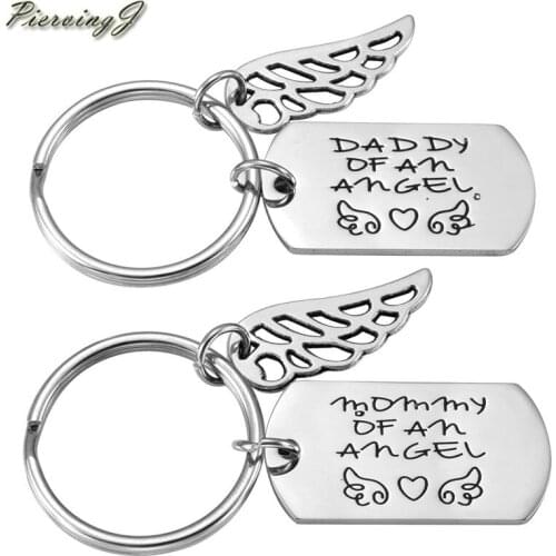 PiercingJ latest key chain Stainless Steel 'DADDY & MOMMY' Family love Keychain Keyring best gift for parents