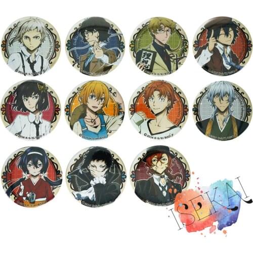 Bungo Stray Dogs Anime Metal Badge Atsushi Nakajima Dazai Osamu Nakahara Chuya Ranpo Kenji Yukichi Metal Badge Brooch Pins