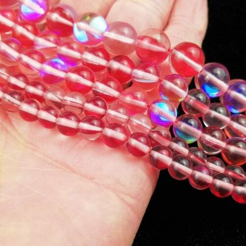 YHBZRET Natural Shimmer Stone Red Labradorite 6/8/10MM charm Round Spacers Loose beads for Jewelry making bracelets necklace DIY