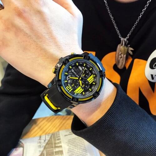 Newest MEGIR Creative Big Dial Chronograph Mens Sports Watches Military Quartz Watch Men Clock Relogio Masculino Reloj Hombre