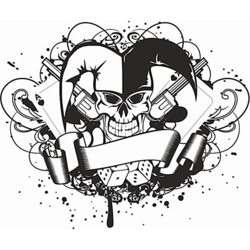 Skull Joker Dice Poker Pistol Sticker Punk Death Decal Horror Halloween Devil Poster Car Window Art Wall Decals