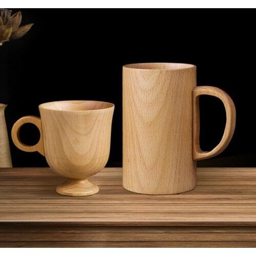 150ml Wood Coffee Cup Natural Handmade With Handle Teak Breakfast Milk Cup Water Cup Juice Drink Cup Beer Tea Drinkware Cup