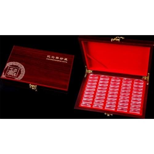 50 Pcs Wood Coin Protection Display Box Storage Case Holder Round Box Commemorative Collection Box