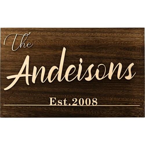 Custom Wood Last Name Sign Laser Engraved Wooden Name Tag Family Name Established Sign Personalized Wood Desk Name Dropshipping