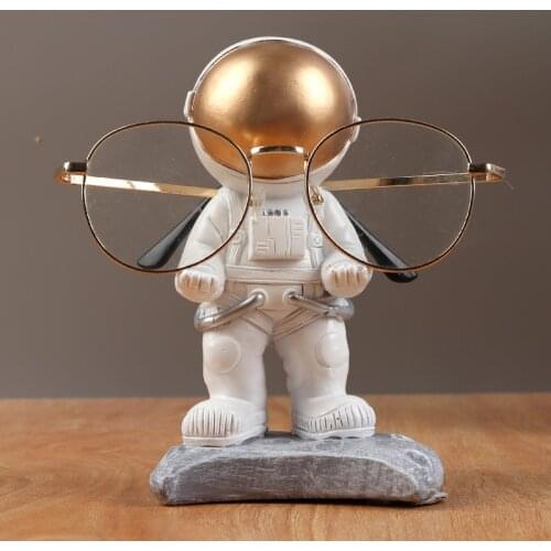 Astronaut Glasses Holder Creative Mini Spacemen Ornaments Figurines Glasses Frame Display Stand Office Crafts Decoration