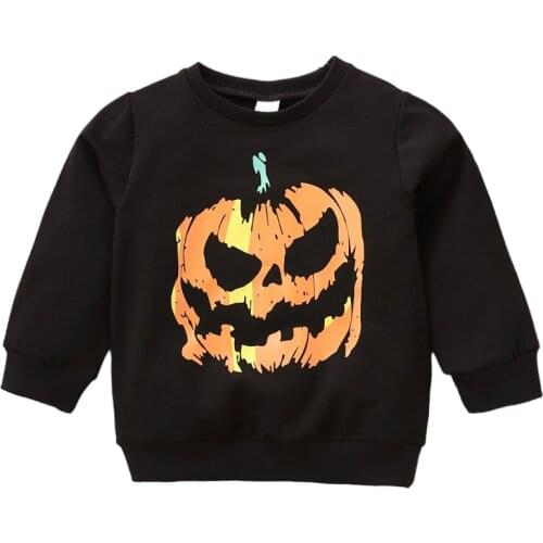 2-8 Years Children Halloween Costumes Baby Boys Girls Long Sleeve Pumpkin Print Sweatshirts Toddler Girl Fall Clothes 2020