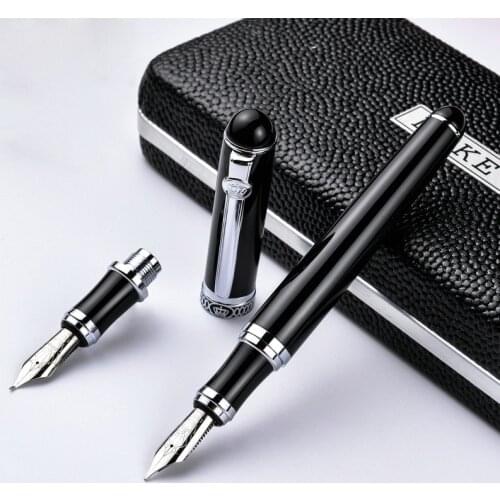 Germany duke - d2 d2 black silver clip iridium fountain pen calligraphy business office gift Bend nib double nib pimio