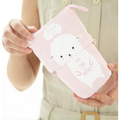 Flexible Big Cat Pig Sheep Pencil Case School Supplies Stationery Students Gifts Kawaii Cartoon Pencil Box Pencilcase Pen Bag