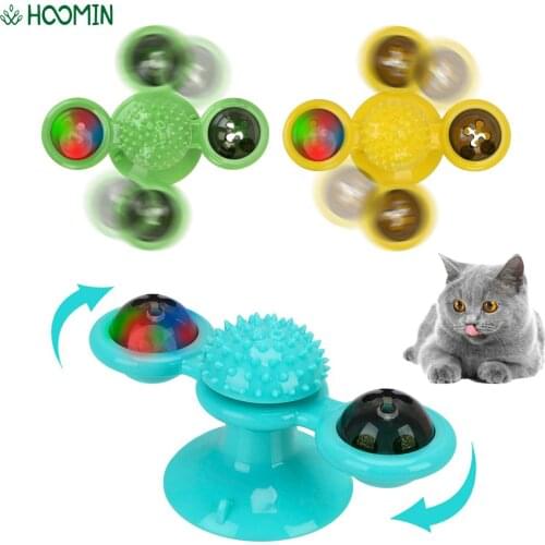 Cat Windmill Toy Cat Puzzle Whirling Turntable Interactive Ball LED Cat Tickle Training Play Game Toy Teeth Cleaning Pet Product