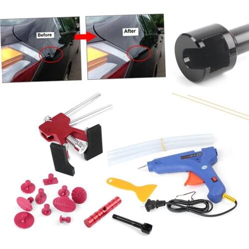 Car Auto Paitless Dent Puller Lifter Body Blue Glue Gun T Bar Repair Removal Tool Kit