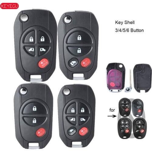 KEYECU Modified Filp Remote Key Shell 3B 4B 5B 6B for TOYOTA Highlander Sequoia Sienna Tacoma Tundra Avalon Solara GQ43VT20T