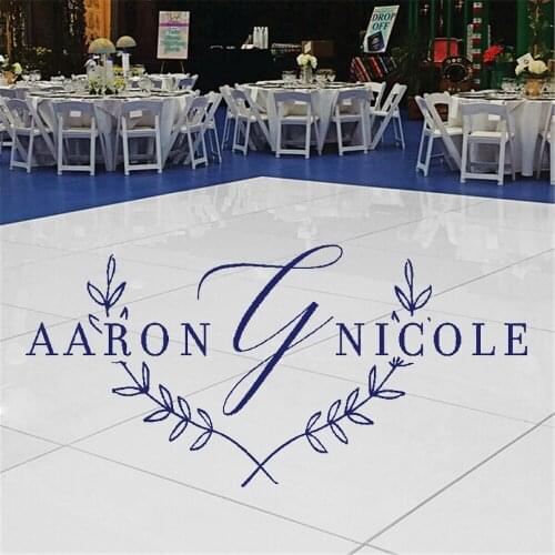 Laurel Olive Branch Personalized Name Decals Vinyl Wedding Floor Design Stickers Removable Wedding Decoration Poster HY2204