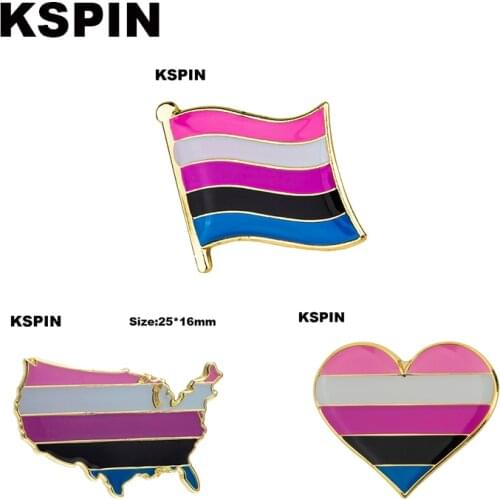 Gender Fluid heart shaped Badge Symbol Pin Metal Badges Decorative Brooch Pins for Clothes Brooch Jewelry XY0325-2