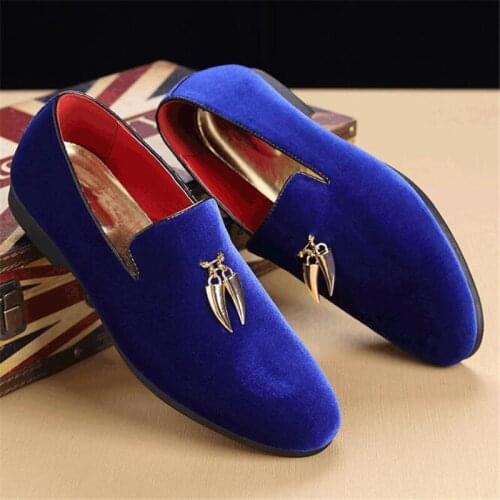 Big size 37-48 New Fashion Party Wedding Shoes Handmade Men Loafers Metal Pendant Flock Shoes Men Luxury Elegant Dress Shoes