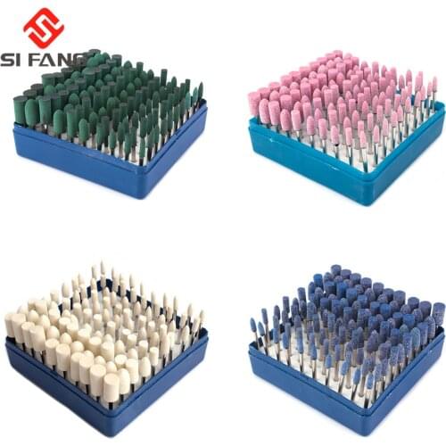 100pcs/lot 3mm Abrasive Stone Honing Grinding Head Set Dremel Die Grinder Tools for Metal Plastic Wood Deburring Polishing