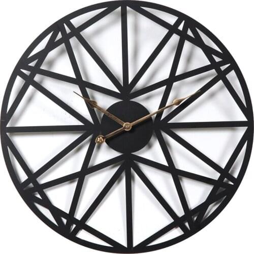 New 50CM Creative Retro Circular Wall Clock Household Five-Pointed Star Pattern Iron Hanging Clocks Roman Numerals Sale - Black