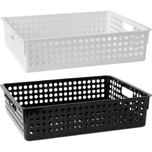 Plastic Storage Basket File Tray Tabletop A4 Document Magazine Organizer with Handles for Home Office Pantry