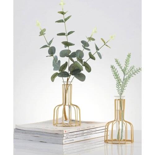 Transparent Hydroponic Glass Vase Decoration Home Nordic Gold Vase Vases for Flowers Small Terrarium Living Room Decoration Gift