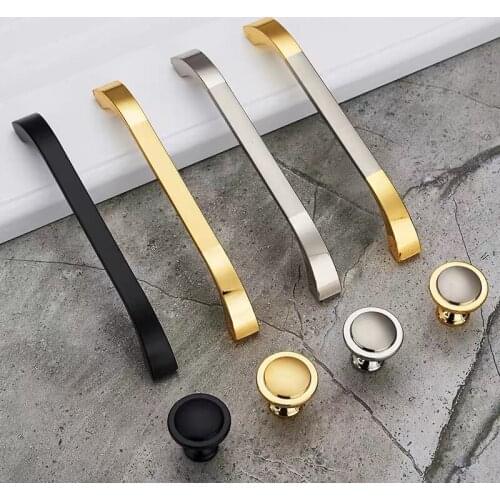 Cabinet Drawer Door Pull Handle Round Knob Zinc Metal Black Gold Silver Home Kitchen Closet Wardrobe Cupboard Furniture Hardware