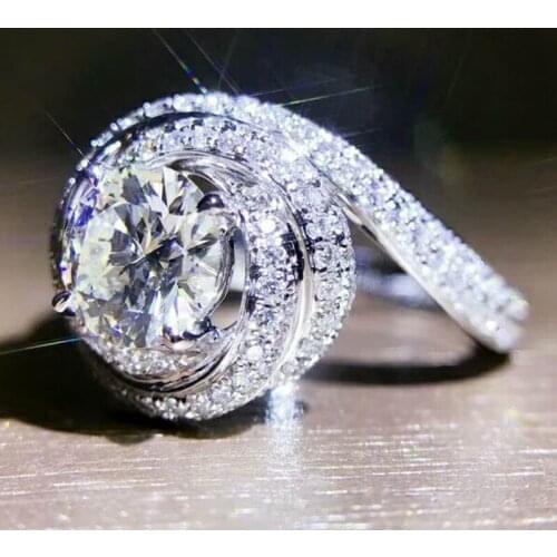 Handmade Across ring Silver color AAAAA Cz Stone Engagement wedding band rings for women men Party Jewelry Gift