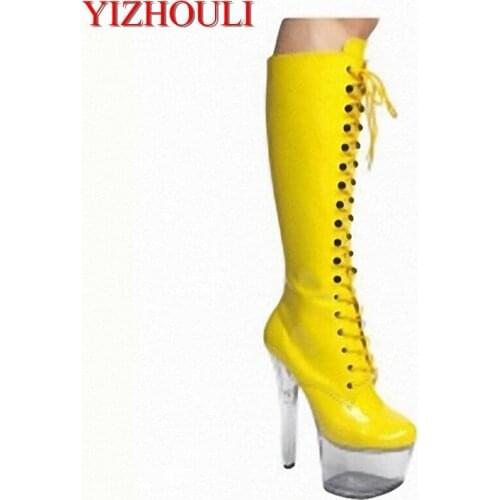 15 cm high with the boots Candy color crystal boots sexy female club Wang Yanwu appeal set-up