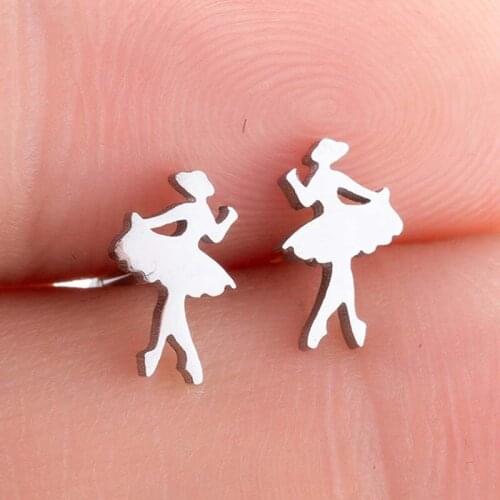 Elegant Dancer Earing Fashion Jewelry Surgical Steel Nickel Free Minimal Earrings Kid Gifts Women Charm Ear Stud Accessories BFF