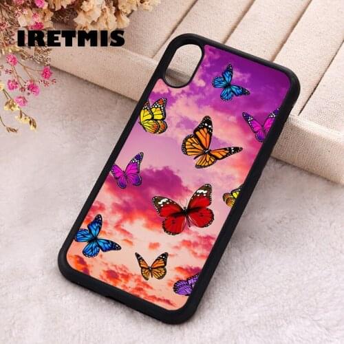 Iretmis 5 5S SE phone cover cases for iphone 6 6S 7 8 Plus X Xs Max XR 11 12 MINI Pro Soft Silicone Butterflies in sky Sticker