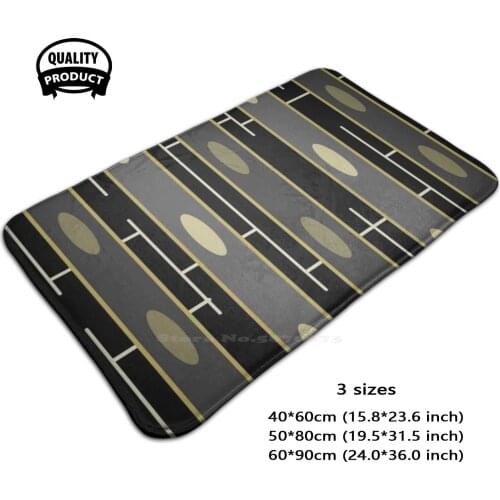 Modern Abstract Black Gold Beams 3D Soft Non-Slip Mat Rug Carpet Foot Pad Mid Century Modern Midcentury Modern Modernist