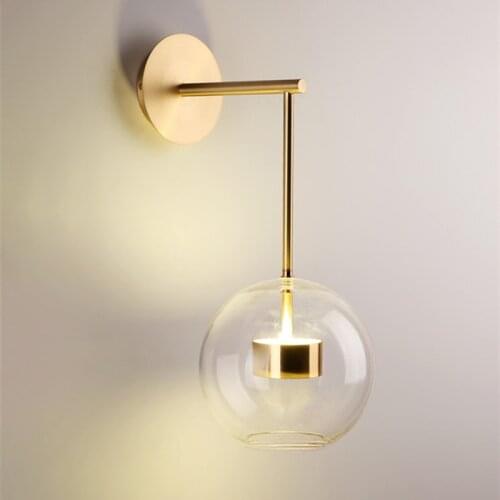 Nordic Led Wall Lamp Postmodern Glass Ball Wall Lamps For Living Room Bedroom Bedside Wall Light Bathroom Fixtures Mirror Light