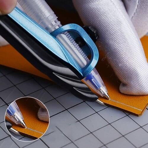 Creative Leather Gauge For Spacing DIY Leather Making Tool Adjustable Leather Edge Marking Gauge Clip Mercury Pen Leather Tools