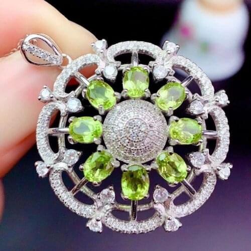 High Quality 100% Natural and Real Peridot Pendant 925 sterling silver necklace