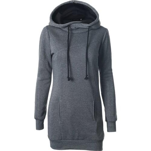 Women Hoodies Casual Black Plus Size Straight Hooded Solid Autumn Top High Street OL Female Fashion Winter Autumn Sweatshirts