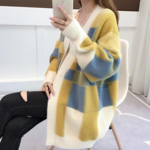 Women Autumn Winter Sweater Coat Knitted Cardigan Jacket Oversized 2xl Ladies Long Sleeve Outwear Female England Style Top H1006