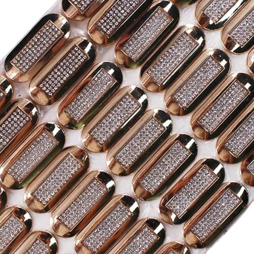 1Sheet Gold Metal Oval Crystal Iron On Hotfix Rhinestones Beaded Scrapbooking Stickers Heat Transfer Applique Triming T2526