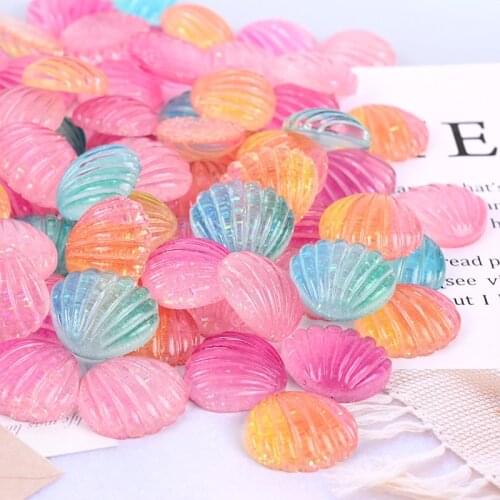 10/30/50Pcs Glitter Color Shells Flatback Planar Resin Color DIY Craft Supplies Phone Shell Decor Material Hair Accessories Art