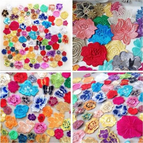30pcs/lot Random Mix Lace Appliques Guipure Lace Flower Patch Garment Accessories flower Trims