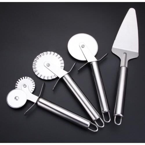 4Pcs Wheels Cutter Dough Divider Side Pasta Knife Flexible Roller Blade Pizza Pastry Peeler Stainless Steel Bakeware Tools
