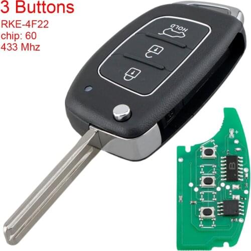 433MHz Keyless Smart Remote Car Key Fob 4D60 Chip FCC ID RKE-4F22 Key Replacement for Hyundai Tucson 2016 2017 2018 2019 2020