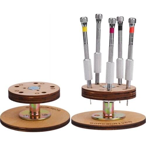 5Pcs/Set Steel Screwdriver with Base Stand Jewelry Eyeglasses Watch Part Screws Remover Repair Tool Accessory Kit for Watchmaker