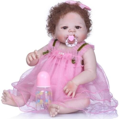 57CM Curls Hair Fashion Doll Full Silicone Bebe Reborn Boneca Newborn Baby Toys Baby Kids Dolls for Girls