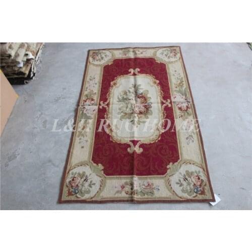 Free shipping 10K 3'x5' small carpets rugs needlepoint woolen rugs RED floral design area carpet rugs