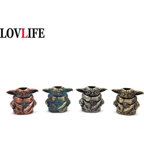 Planet Alien Baby Brass Knife Beads Pendants EDC Umbrella Hanging Jewelry Copper Keychain DIY Lanyard Handmade Woven Rope Parts