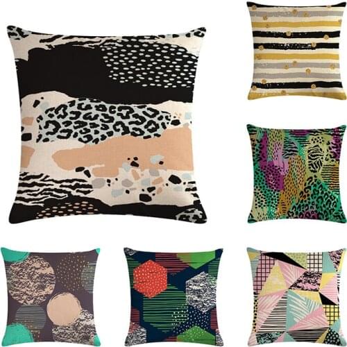 Modern Art Abstract Cushion Cover Colorful Geometirc Pillowcase Cotton linen geometirc cushions Home Decor Throw Pillow Cover