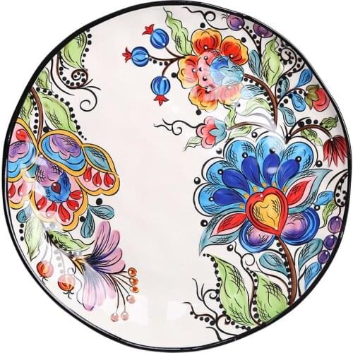 European Style Floral Cutlery Set Ceramic Dinner Plate Dish Porcelain Dessert Plate Fruit Dishes Dinnerware Set Tableware Tools