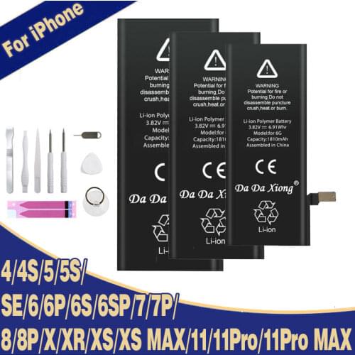 Original DaDaXiong Capacity Battery For iPhone 6 6S 7 8 Plus X XR Xs Max Replacement 0 Cycle Bateria For iPhone 5 5S SE Battery