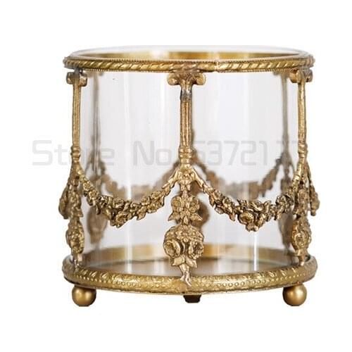 European Metal Makeup Brush Storage Holder Pen container Eyebrow Pencil Organizer Crystal Jar Jewelry Diamond Cosmetic Box